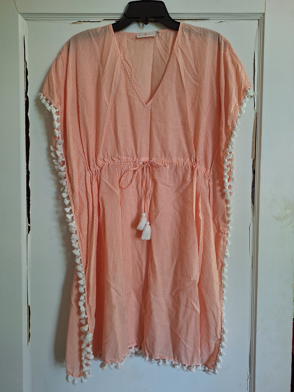Tory Burch Ravena Beach Tunic Caftan Cover Up Beach Swim Size M Striped